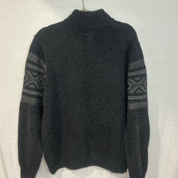Eddie Bauer men's Wool Blend Ribbed Knit Sweater pullover half zip grey Medium - Picture 3 of 7